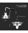 3-pack 5W inbouwspot - Stalen front, compleet met GU10-houder en LED-spot
