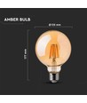 E27 8W dimbare LED globe lamp - Ø12,5 cm, Kooldraad, extra warm wit
