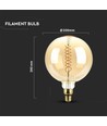 E27 8W dimbare LED reuzen globe lamp - Ø20 cm, Kooldraad, extra warm wit, 2000K