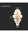 E27 8W dimbare LED reuzen globe lamp - Ø20 cm, Kooldraad, extra warm wit, 1800K