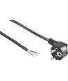 1,5 meter stroomkabel - 250V, IP20 binnen, Zwart, Schuko-stekker en gestripte draden, 16A