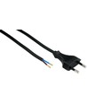 1,5 meter stroomkabel, 250V - IP20 binnenshuis, Zwart, Eurostekker en gestripte draden, 2,5A