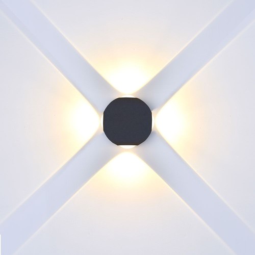 4W Wandlamp - IP65 buiten, rond, zwart, incl. lichtbron