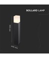 V-Tac vierkante tuinlamp - Zwart, 50 cm, IP54, GU10 fitting, zonder lichtbron, 230V