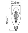 E14 2W LED-kaarslamp - Filament, warm wit