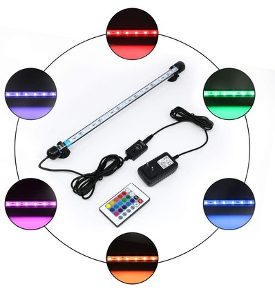 71 cm RGB aquariumarmatuur - 8W LED, met zuignappen, IP67, geheugenfunctie