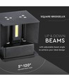12W LED-wandlamp - IP65 buiten, zwart, vierkant, verstelbare stralingshoek, incl. lichtbron