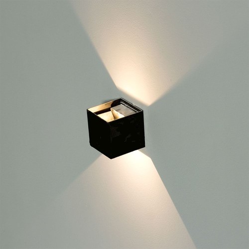 12W LED-wandlamp - IP65 buiten, zwart, vierkant, verstelbare stralingshoek, incl. lichtbron