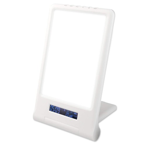 LED lichttherapielamp met timer/alarm - 18W, wit/blauw, 10.000 LUX, ingebouwde batterij