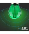 E27 2W LED kogellamp - Groen, Kooldraad