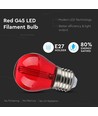 E27 2W LED kogellamp - Rood, Kooldraad
