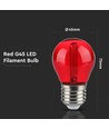 E27 2W LED kogellamp - Rood, Kooldraad