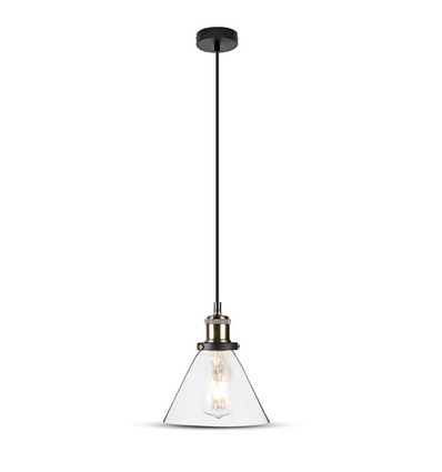 V-Tac moderne hanglamp - Transparant glas, Ø18 cm, E27