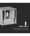 12W LED wandlamp - IP65 buiten, grijs, vierkant, verstelbare stralingshoek, incl. lichtbron