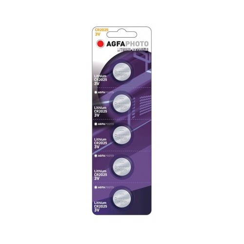 CR2025 5-pack AgfaPhoto knoopcelbatterij - Lithium, 3V