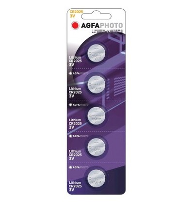 CR2025 5-pack AgfaPhoto knoopcelbatterij - Lithium, 3V