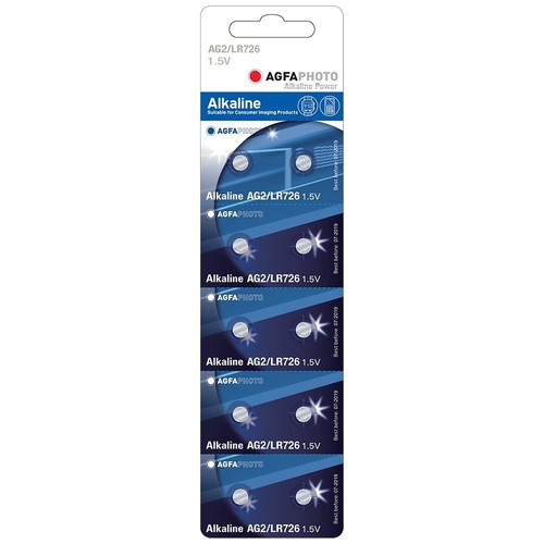 LR726/AG2 10-pack AgfaPhoto knoopcelbatterij - Alkaline, 1,5V