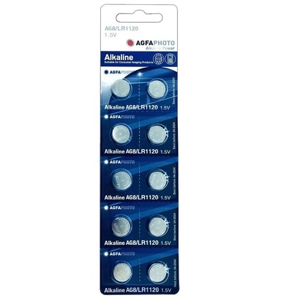 LR55/AG8 10-pack AgfaPhoto knoopcelbatterij - Alkaline, 1,5V