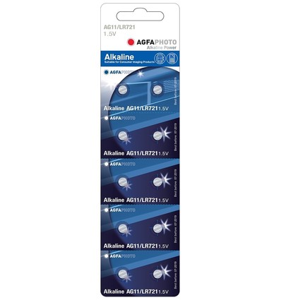 LR721/AG11 10-pack AgfaPhoto knoopcelbatterij - Alkaline, 1,5V