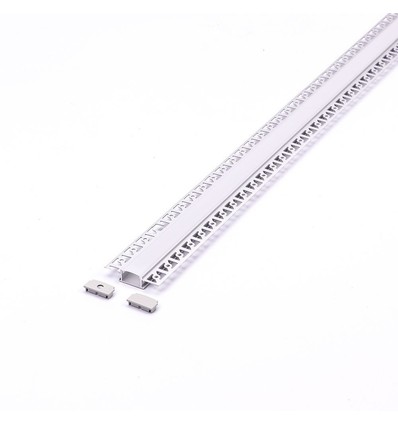 VT-8101 aluminium profiel voor inbouw - 2 meter, inclusief melkachtig wit cover en eindstukken