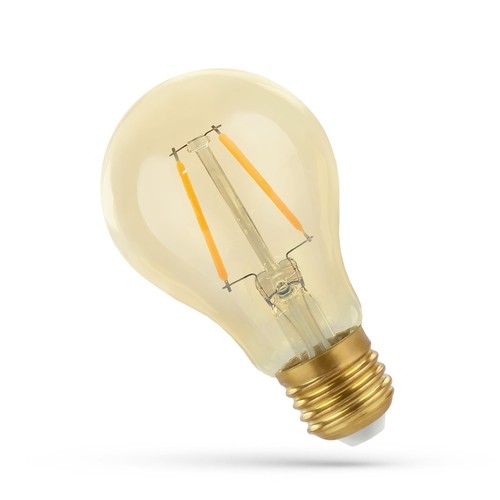 E27 2W LED-lamp - A60, filament, amberkleurig glas, extra warm