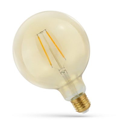E27 2W LED globe lamp - Kooldraad, 12,5 cm, amberkleurig glas, extra warm