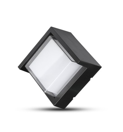 7W Wandlamp - IP65 buiten, vierkant, zwart, incl. lichtbron
