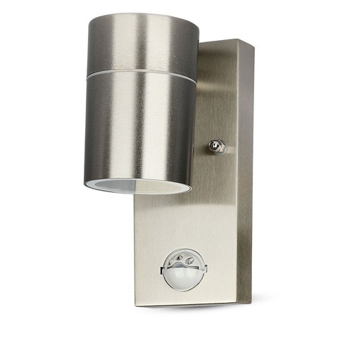 GU10 Wandlamp m. sensor - IP44 buiten, roestvrij, zonder lichtbron