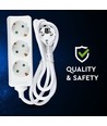 V-Tac stekkerdoos - 3 gewone stopcontacten, wit, 1,5 meter kabel