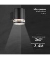 1W Wandlamp op zonne-energie LED - IP54, zwart, met sensor