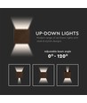 11W LED wandlamp - IP65 buiten, vierkant, corten kleur, verstelbare stralingshoek, incl. lichtbron