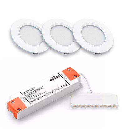 3 stuks Ø6,8cm Reco68 meubelspot dimbaar - Mat wit, incl. dimbare voeding