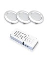 3 stuks Reco68 meubelspot - Geborsteld staal, incl. voeding