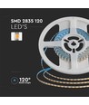 V-Tac 8W/m LED-strip - 5m, 3mm breed, IP20, 24V, 120 LED per meter