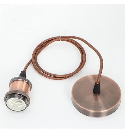 Lampfitting & rozet, Designer - Brons, 150 cm snoer, E27