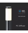 V-Tac zwarte tuinlamp - 80 cm, IP44 buiten, E27 fitting, zonder lichtbron