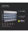 V-Tac insectenlamp - 2x15W, binnen, UV-licht, dekt 100m2