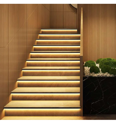 11W per trede Trap LED COB strip-set - 24V DC, IP20, Tot 20 treden, met sensor + aan/uit-schakelaar