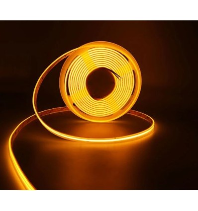 5m 10W/m Amberkleurige COB-LED strip - 24V DC, IP67, 320 LED's per meter, COB LED