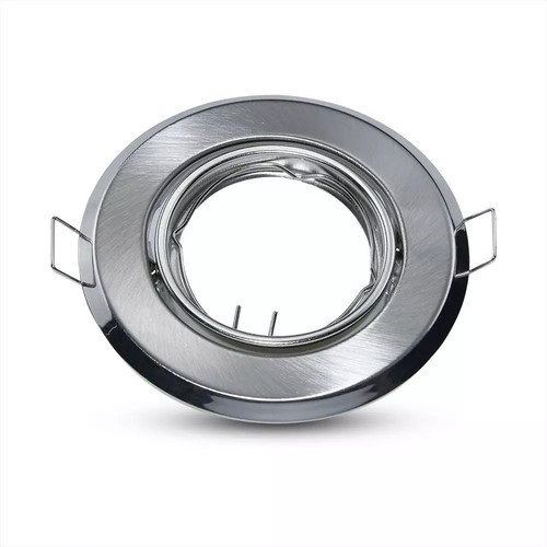 Set van 2 MR16 of GU10 Downlight kit - Zonder lichtbron, geborsteld staal, zaagmaat: Ø7 cm, afmetingen: Ø9,3 cm
