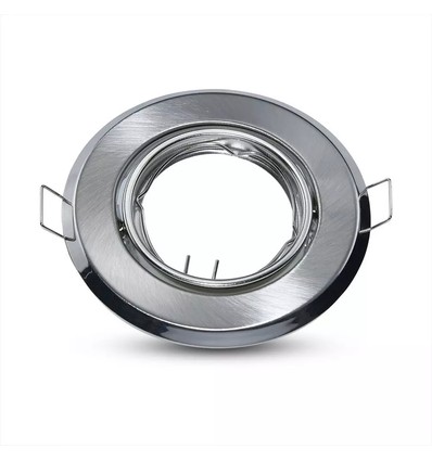 Set van 2 MR16 of GU10 Downlight kit - Zonder lichtbron, geborsteld staal, zaagmaat: Ø7 cm, afmetingen: Ø9,3 cm