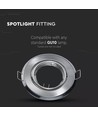 Set van 2 MR16 of GU10 Downlight kit - Zonder lichtbron, geborsteld staal, zaagmaat: Ø7 cm, afmetingen: Ø9,3 cm