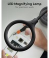 LED loeplamp met flexibele hals 6W - Zwart, bureaulamp, klem