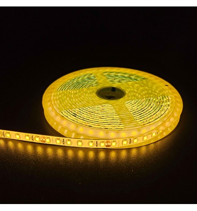 5m 10W/m Gele LED strip - 24V DC, IP65, 120 LED's per meter