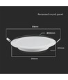LED inbouwpanel, 24W - Zaagmaat: Ø28 cm, Afmetingen: Ø29,6 cm