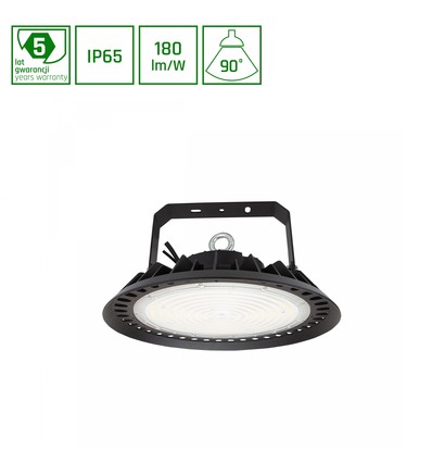 200W LED high bay, 180lm/W - DALI dimbaar, 90 graden, IP65, IK08, zwarte behuizing