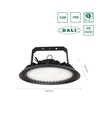 200W LED high bay, 180lm/W - DALI dimbaar, 90 graden, IP65, IK08, zwarte behuizing