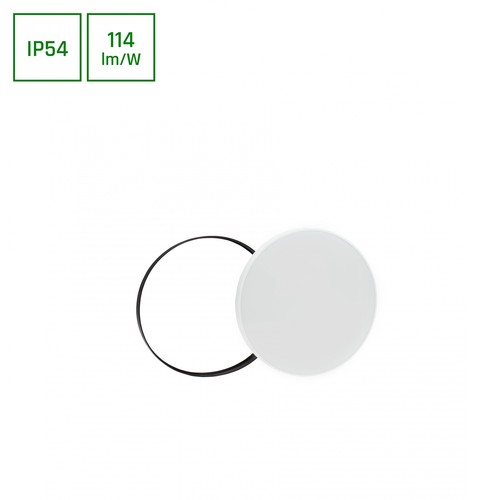 18W Nymphea LED plafondlamp met sensor - IP54, 3-in-1 CCT, zwart/witte ring, ingebouwde sensor