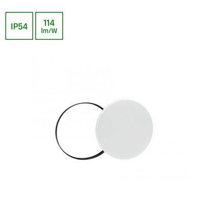 18W Nymphea LED plafondlamp met sensor - IP54, 3-in-1 CCT, zwart/witte ring, ingebouwde sensor