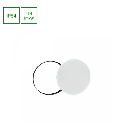NYMPHEA 24W – Koud Wit, 230V, 115°, IP54, IK04, Ø320x52, Wit/Zwart, Rond met Pendel